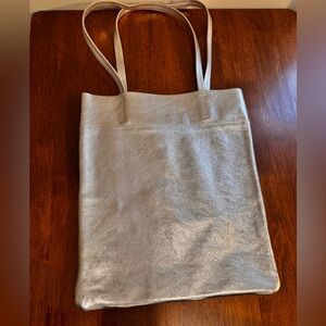 Madewell Leather Metallic Silver Tote
